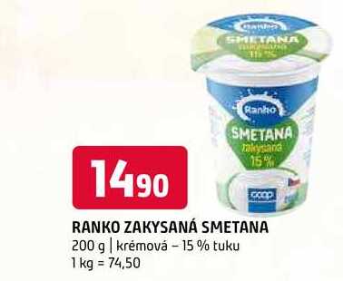 Ranko zakysaná smetana 200 g krémová 15% tuku 