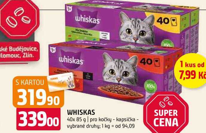 Whiskas 40x 85 g pro kočky kapsička vybrané druhy