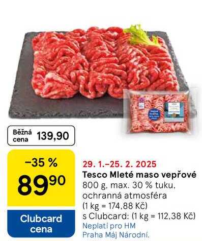 Tesco Mleté maso vepřové 800 g, max. 30 % tuku