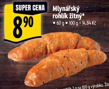 Mlynářský rohlík žitný, 60 g