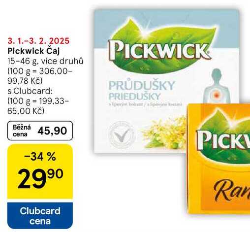 Pickwick Čaj 15-46 g, více druhů 