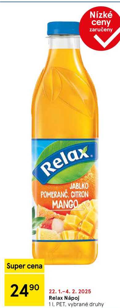 Relax Nápoj, 1 l. PET, vybrané druhy 