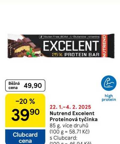 Nutrend Excelent Proteinová tyčinka, 85 g. více druhů