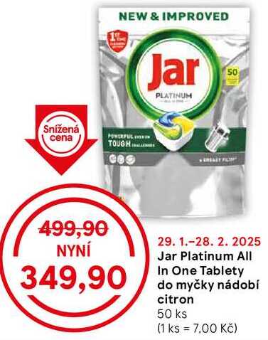 Jar Platinum All In One Tablety do myčky nádobí citron, 50 ks