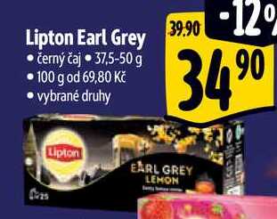 Lipton Earl Grey, 37,5-50 g 