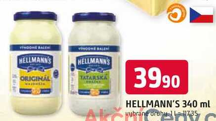 Hellmann's tatarská omáčka, majonéza 340ml, vybrané druhy