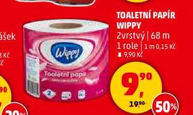 TOALETNÍ PAPÍR WIPPY 2 vrstvý, 68 m, 1 role