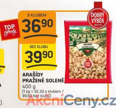 ARAŠÍDY PRAŽENÉ SOLENÉ 400g