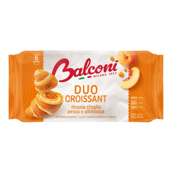 Balconi Duo croissant s broskvovou a meruňkovou náplní 6x50 g