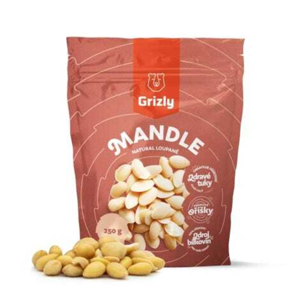 GRIZLY Mandle natural loupané