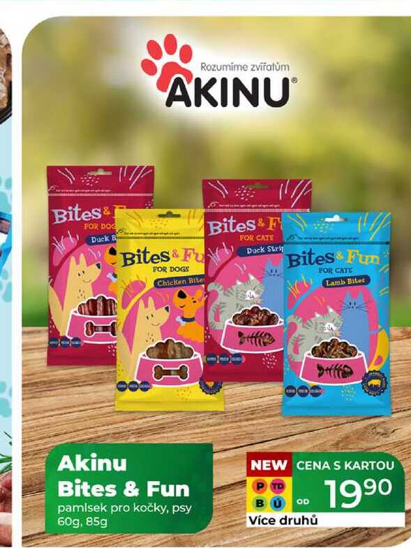 Akinu Bites & Fun pamlsek pro kočky, psy 60g, 85g 