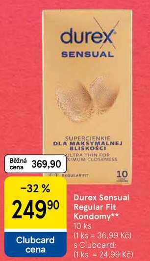 Durex Sensual Regular Fit Kondomy, 10 ks