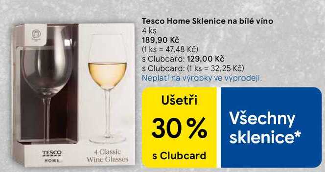 Tesco Home Sklenice na bílé víno, 4 ks