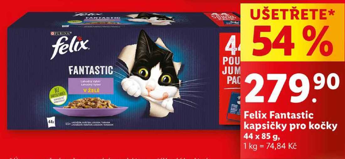 Felix Fantastic kapsičky pro kočky, 44x 85 g