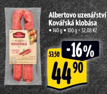 Albertovo uzenářství Kovářská klobása, 140 g 