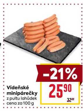 Vídeňské minipárečky z pultu lahůdek cena za 100g