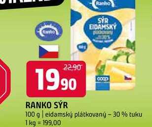 Ranko sýr 100 g eidamský plátkovaný 30 % tuku