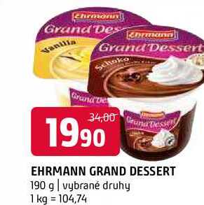 Ehrmann grand Dezert 190g, vybrané druhy