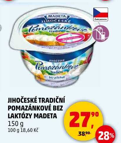 JIHOČESKÉ TRADIČNÍ POMAZÁNKOVÉ BEZ LAKTÓZY MADETA, 150 g 