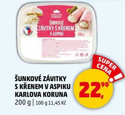 ŠUNKOVÉ ZÁVITKY S KŘENEM V ASPIKU KARLOVA KORUNA, 200 g