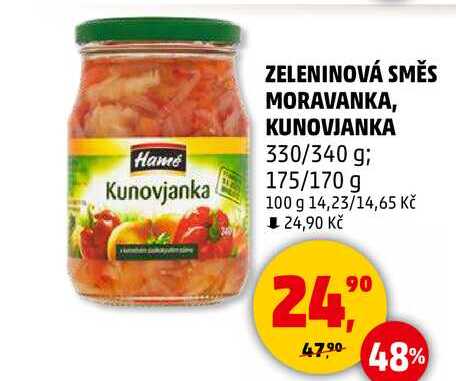 ZELENINOVÁ SMĚS MORAVANKA, KUNOVJANKA, 330/340 g