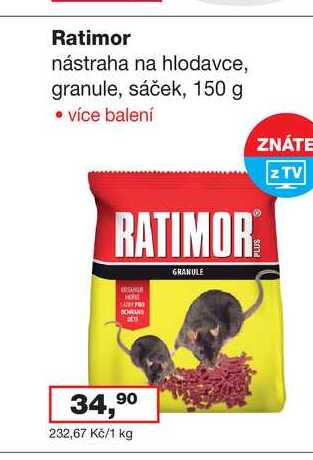 Ratimor nástraha na hlodavce, granule, sáček, 150 g 