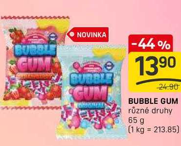 BUBBLE GUM různé druhy 65 g  