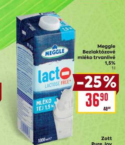 Meggle Bezlaktózové mléko trvanlivé 1,5% 1l