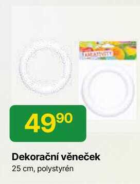 Dekorační věneček 25 cm, polystyrén 