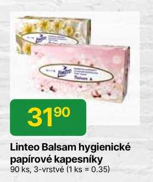 Linteo Balsam hygienické papírové kapesníky 90 ks, 3-vrstvé 