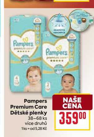 Pampers Premium Care Dětské plenky 38-68 ks