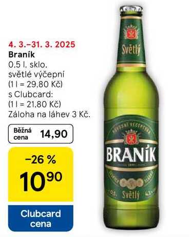 Braník, 0.5 l, sklo světlé výčepní