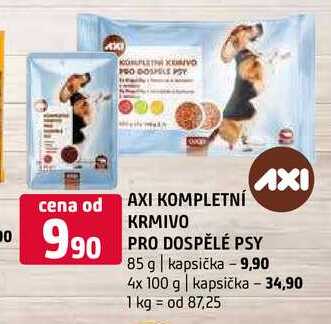 AXI kompletní krmivo pro dospělé psy 85 g kapsička 4x 100 g kapsička 