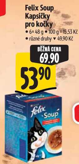 Felix Soup Kapsičky pro kočky, 6x 48 g