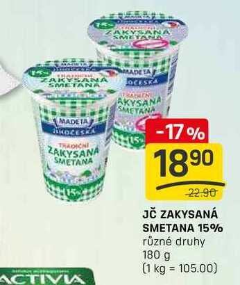 JČ ZAKYSANÁ SMETANA 15% různé druhy 180 g