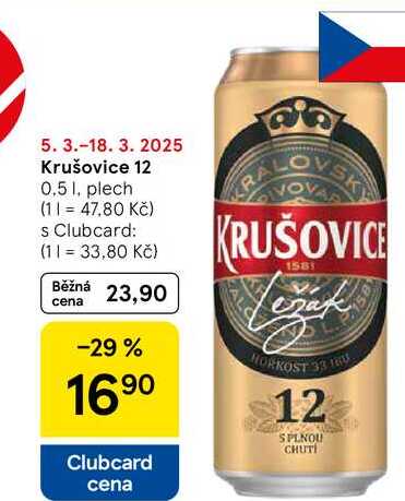 Krušovice 12, 0.5 l, plech