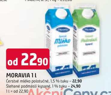 MORAVIA 1l Mléko Čerstvé mléko polotučné, 1,5 % tuku