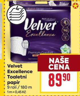 Velvet Excellence Toaletní papír 9 rolí