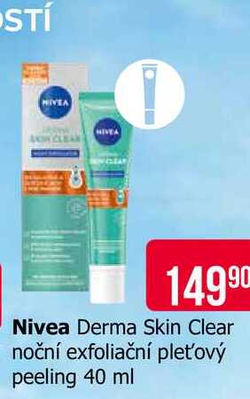 Nivea Derma Skin Clear noční exfoliační pleťový peeling 40 ml  