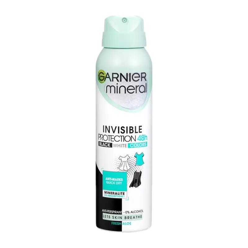 Garnier Antiperspirant sprej pro ženy Invisible Black White Color Fresh Aloe, 150 ml