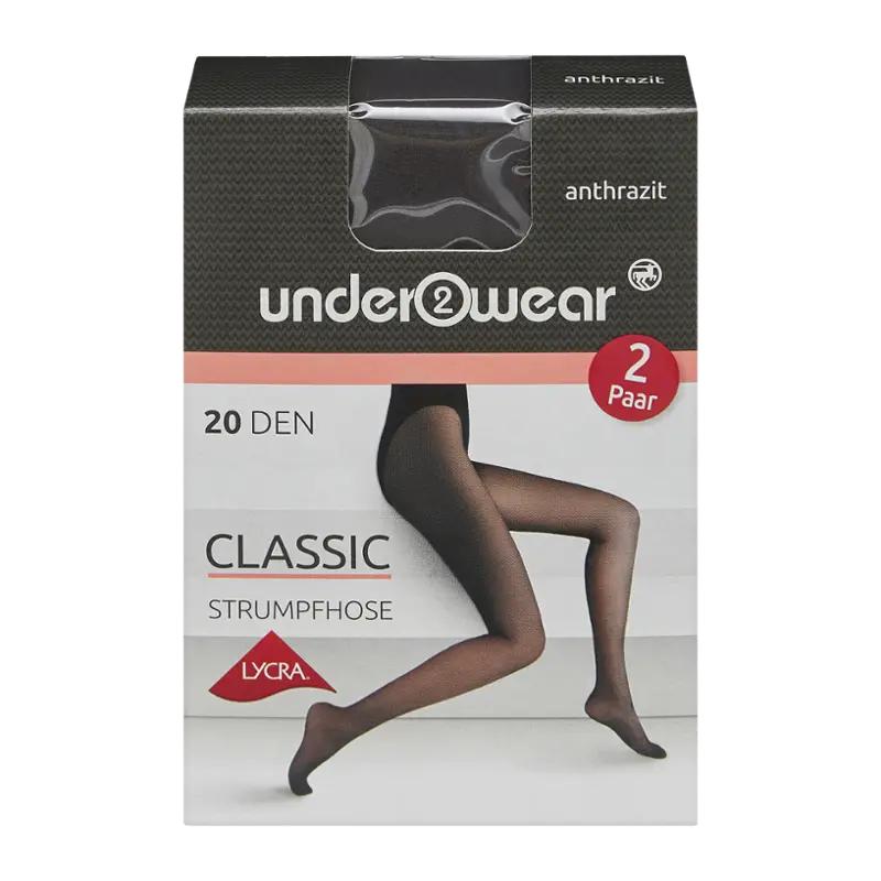 under2wear Punčochové kalhoty 2pack antracit 20 DEN vel. M, 2 ks