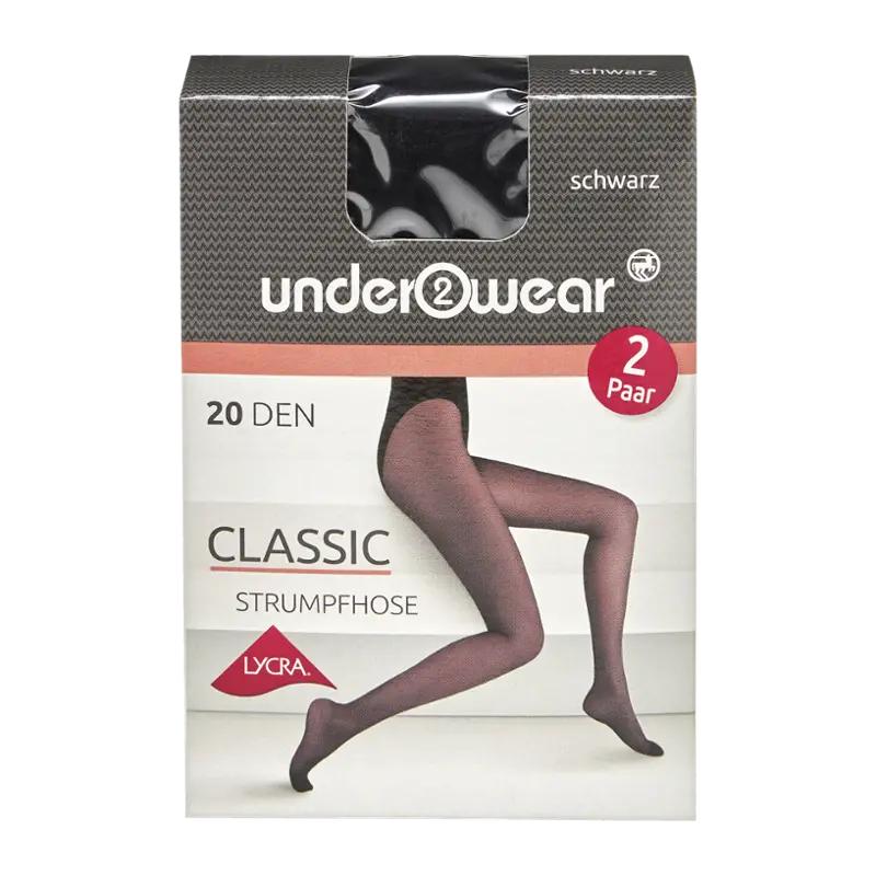 under2wear Punčochy 2pack černé 20 DEN vel. M, 2 ks