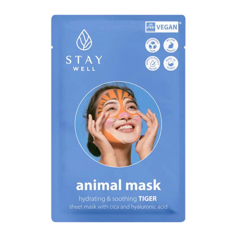 Stay Well Látková pleťová maska Animal face -Tygr, 20 g