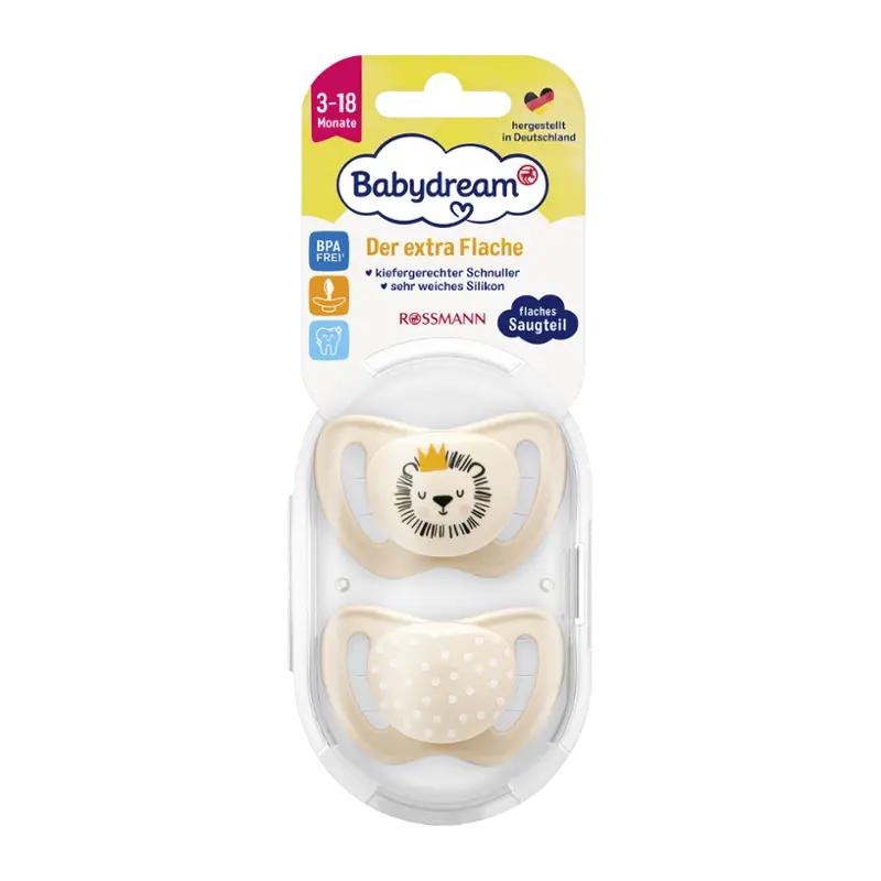 Babydream Silikonový dudlík tenký, bez kroužku, různé druhy, 2 ks