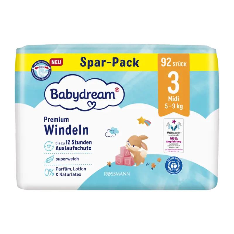 Babydream Jednorázové plenky Premium Midi 5 - 9 kg, vel. 3 Jumbo-Pack, 92 ks