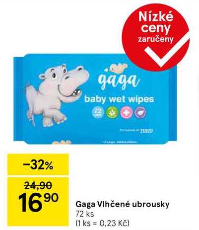 Gaga Vlhčené ubrousky, 72 ks 