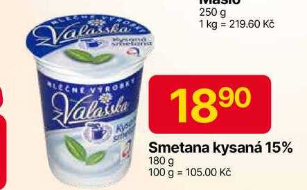 Smetana kysaná 15% 180 g  v akci
