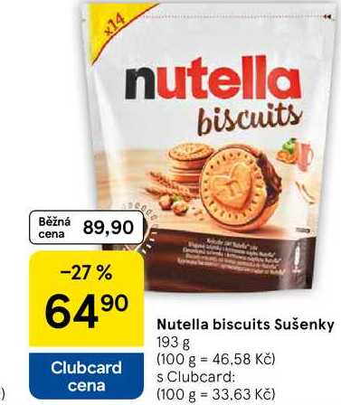 Nutella biscuits Sušenky, 193 g  v akci