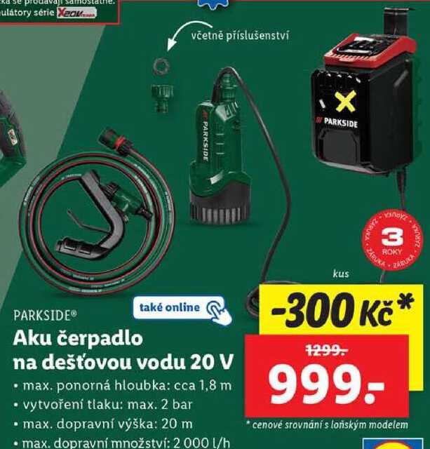 Aku čerpadlo také online na dešťovou vodu 20 V
