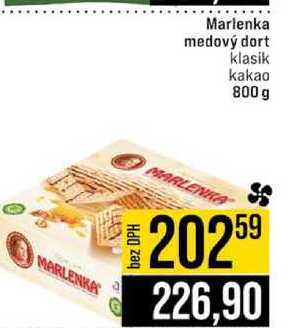 Marlenka medový dort klasik kakao 800 g 